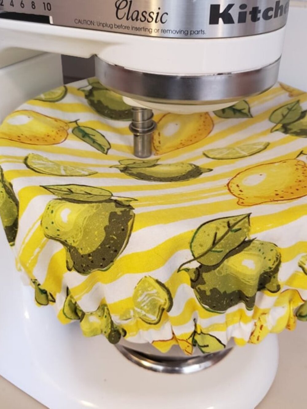 Kitchenaid Mixer Bowl Cover, Reversible Lemon and Floral Bowl Cover